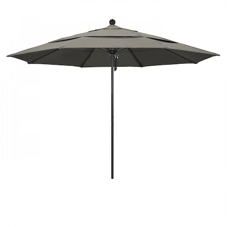 11' Black Aluminum Market Patio Umbrella, Pacifica Taupe